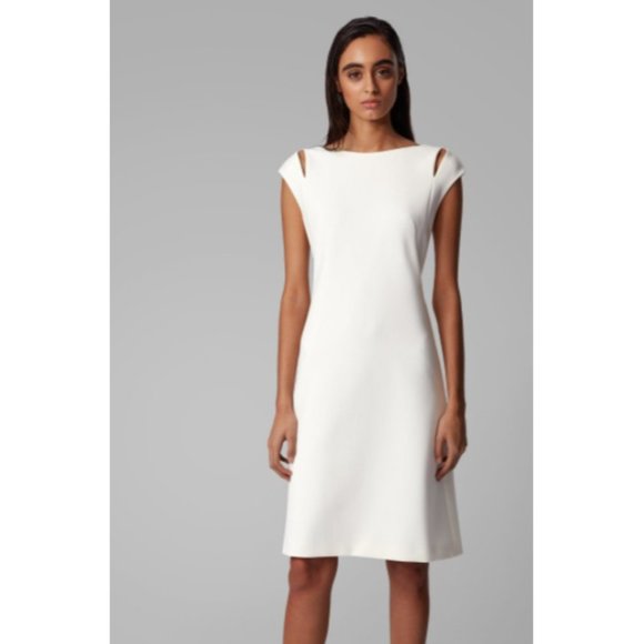 Hugo Boss Dresses & Skirts - BOSS Dileky Slit Shoulder Dress White Women's Size 14